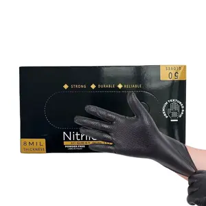 Custom box 6 mil Thicken diamond textured machine repair work safety nitrile gloves Light industrial Nitrile gloves