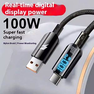 100W Fast Charging Nylon Braid Cable for iPhone Type-C Data <b>Digital</b> Display Intelligent Power-Off Feature Mobile Phone - Product Image 5