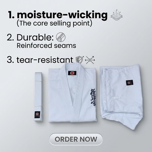 Huawu K-001 Gi Unisex per Kyokushin <span class=keywords><strong>Karate</strong></span> - Poliestere con Fodera in Cotone Pettinato, Ricamo Personalizzato, Alta Qualità per Allenamento Arti Marziali - Product Image 4