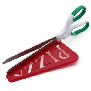 Stainless Steel Pizza Cutter With Red Guard Green White Handle Home Use Baking Tool Straight Head Bulk Size - Product Image 3