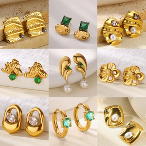 Boucles d'oreilles élégantes pour femmes en acier inoxydable 304, géométriques, tridimensionnelles, fleurs simples, bijoux quotidiens plaqués or véritable 18 carats - Product Image 2