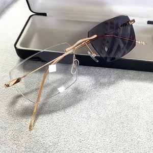 Lentilles photochromiques métal rectangle or noir argent sans cadre lunettes <span class=keywords><strong>antireflet</strong></span> anti lumière bleue femmes 2024 lunettes photogray - Product Image 4
