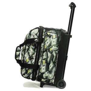 Multiple Functional Roller Bowling Bag with Wheels and Large Shoes Compartment Retro Bowling Bag 2 Balls - Product Image 6