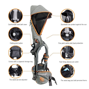 Marsupio Ergonomico per <span class=keywords><strong>Bambini</strong></span> con Copertura Antipioggia e Parasole, Schienale di Sicurezza, Seduta Pieghevole Manuale - Product Image 4