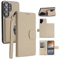 Étui portefeuille magnétique détachable multi-cartes avec dragonne et béquille de protection pour Samsung Galaxy S26 Ultra
