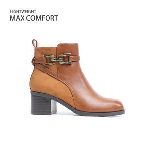 Bottes pour femmes à semelle épaisse avec fermeture éclair, toutes saisons, mode rétro britannique, bottes courtes - Product Image 6