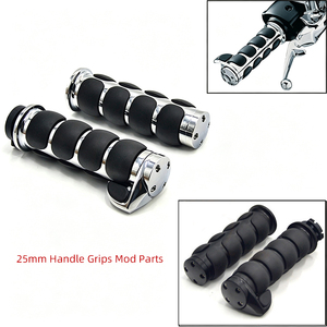 Puños de aluminio de 25 mm para motocicleta Harley, 4 secciones, asistencia para acelerador, puños de manillar de fácil tracción, negro cromado - Product Image 2