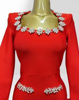 2026 Modisches Hochwertiges Partykleid Diamant-Luxus Kristall & Feder-Ärmel Bodycon Bandage-Kleid Glamouröses Abendkleid