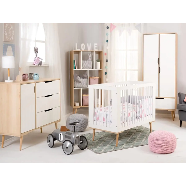 Chinese Factory Price Multifunctional 4 in 1 Wooden Baby Cribs for Baby Bedroom Furniture 2024