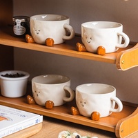Mug Keramik Bentuk Kaki Lucu 350ml, Cangkir Kopi Kartun Under-glaze, Hadiah Unik untuk Teman, Peralatan Minum Super Lucu untuk Penggunaan Sehari-hari