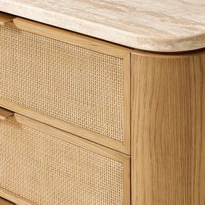 Comodino <span class=keywords><strong>MYHOME</strong></span> in Legno di Quercia Massello Francese con 3 Cassetti e Piano in Travertino, Arredamento di Alta Qualità per Camera da Letto - Product Image 5