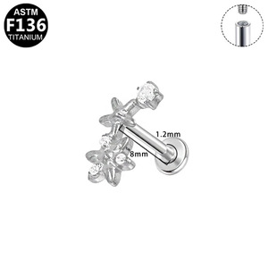 Heart-Shaped <b>Titanium</b> <b>Stud</b> Earrings With Diamond Inlay For Women Everyday Wear 1.2*83mm ASTM F136 - Product Image 3