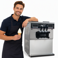 Machine à glaces à trois saveurs de haute qualité avec corps en acier inoxydable, facile à nettoyer et adaptée à une utilisation dans les restaurants