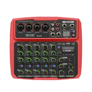 Professional mini 6 channels broadcast console mixer with sound card wireless connection usb