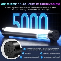 Lampu Tongkat LED RGB Warna-Warni Genggam Magnetik, Lampu Video Portabel untuk Fotografi Studio, Lampu Pengisi Streaming