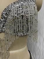 Moins cher Sequin perlé lourd broderie Sexy danse du ventre Costumes Performance 36B soutien-gorge haut pour les femmes