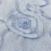 Ruban brodé à rayures bleues et blanches, tissu doux 100% coton, ruban à fleurs 3D, textile pour femmes et filles, chemisier, robe
