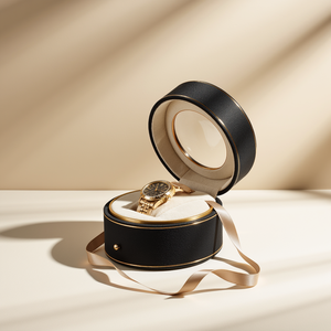 Emballage de montre de luxe personnalisable de qualité supérieure, velours planté, boîte cylindrique en papier écologique, emballage en tube de papier papier kraft - Product Image 1