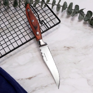 Low MOQ Good Price Kitchen Cutlery Steak <strong>Knives</strong> Set 6pcs Pakka Wood Handle Serrated <strong>Dinner</strong> <strong>Knife</strong> With Gift Box - Product Image 3