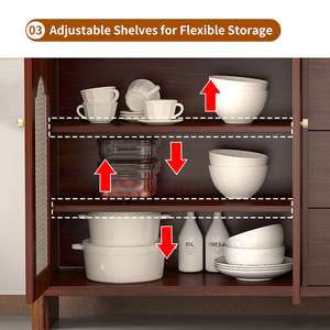 <span class=keywords><strong>Buffet</strong></span> en rotin <span class=keywords><strong>industriel</strong></span> vintage avec étagère réglable et meuble de rangement pour <span class=keywords><strong>salon</strong></span> ou salle à manger - Product Image 4