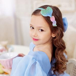 新しい甘い韓国のロマンチックなハートヘアバンド子供の女の子のためのおしゃれなキラキラ派手なヘアバンドレインボーヘアバンドパーティーアクセサリー - Product Image 3