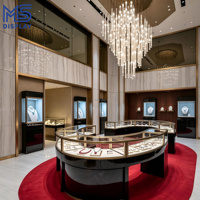Vitrine de Luxe pour Bijouterie en Acier Inoxydable Doré avec Éclairage LED, Comptoir Îlot en Verre pour Colliers et Bagues, Personnalisable pour Boutiques de Détail