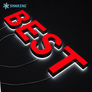Enseigne LED pour restaurant de sushis, <span class=keywords><strong>lettres</strong></span> 3D lumineuses rouges et halo pour la restauration asiatique - Product Image 3
