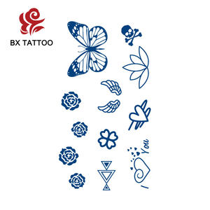 Tatouages semi-permanents BXTAT au jus de Genipa bleu, textes « Je t'aime pour toujours », émoticônes pour fêtes d'enfants, petites roses, papillons GZ241 à 246 - Product Image 6