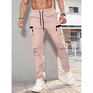 Pantalon décontracté ample pour homme, en tricot, avec empiècements de couleur contrastée, poche zippée, style sportif - Product Image 3