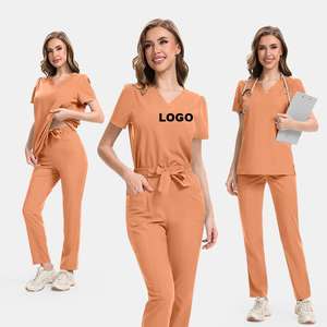 เครื่องแบบการพยาบาล oM/odm ชุดสครับ2ชิ้นคอวีสีล้วนสวมใส่สบายสำหรับคลินิกโรงพยาบาลในฤดูร้อน - Product Image 1