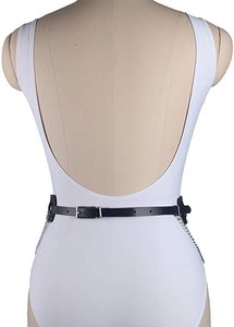 Cinturón de Cadena Corporal para Mujer, Cinturón de Cuero Estilo Gótico Punk, Ajustable, Accesorios de Joyería Rave para Mujeres y Niñas (Negro) - Product Image 4