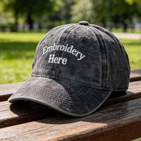 Gorras de Béisbol Desestructuradas de Algodón Lavado con Efecto Desgastado, con Bordado de su Logotipo Personalizado