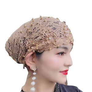Chapeau Hui brodé à la mode, nouveau design <span class=keywords><strong>2022</strong></span>, avec perles en forme de vis, chapeau de fée, bonnet Baotou, foulard musulman pour femmes - Product Image 1
