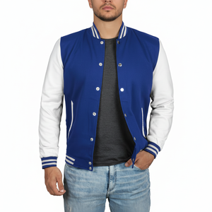 Men's New Fashion Classic <b>Baseball</b> <b>Bomber</b> <b>Jacket</b> Winter Top Outerwear with Canvas Stand Collar Front Logo - Product Image 1