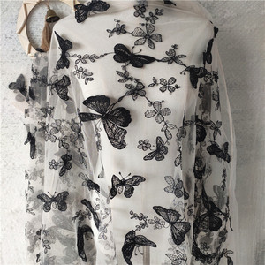 Tessuto in Tulle Trasparente con Ricamo 3D a Farfalla, Elegante Tessuto in Pizzo per Abiti da Sposa e Veli Nuziali a Prezzo di Fabbrica - Product Image 3