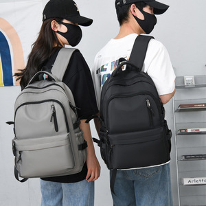 Laptop <b>Backpack</b> <b>Large</b> Capacity 15 Inches Solid Color Neutral Gender Everyday Use Travel School Bag Gray Black Blue - Product Image 1