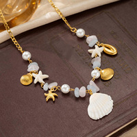 Collier de perles en éclats de pierre d'éléments marins hypoallergéniques de haute qualité pour femme, accessoire quotidien de voyage