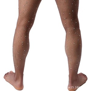Men <b>Rhinestone</b> <b>Fishnet</b> Stockings Elastic See Through Leggings Exotic Dancewear Spring 2024 - Product Image 5
