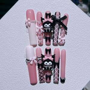 Venta al por Mayor <span class=keywords><strong>de</strong></span> Fábrica: 10 <span class=keywords><strong>Uñas</strong></span> Postizas Extra Largas con Diseño Estilo <span class=keywords><strong>Hello</strong></span> <span class=keywords><strong>Kitty</strong></span>, Hechas a Mano para Aplicación en Dedos, <span class=keywords><strong>Uñas</strong></span> a Presión - Product Image 2