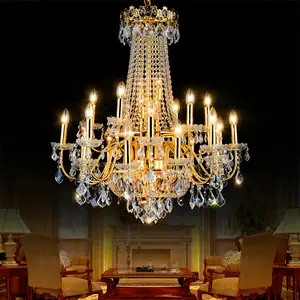 luxury banquet hall european white crystal chandelier modern candle crystal chandelier for villa living room hotel lobby