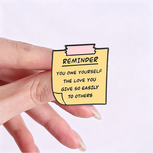 Épinglette en émail personnalisée avec citation sur l'amour-propre, badge métallique inspirant, épinglette de revers, cadeau de bijoux créatif - Product Image 2