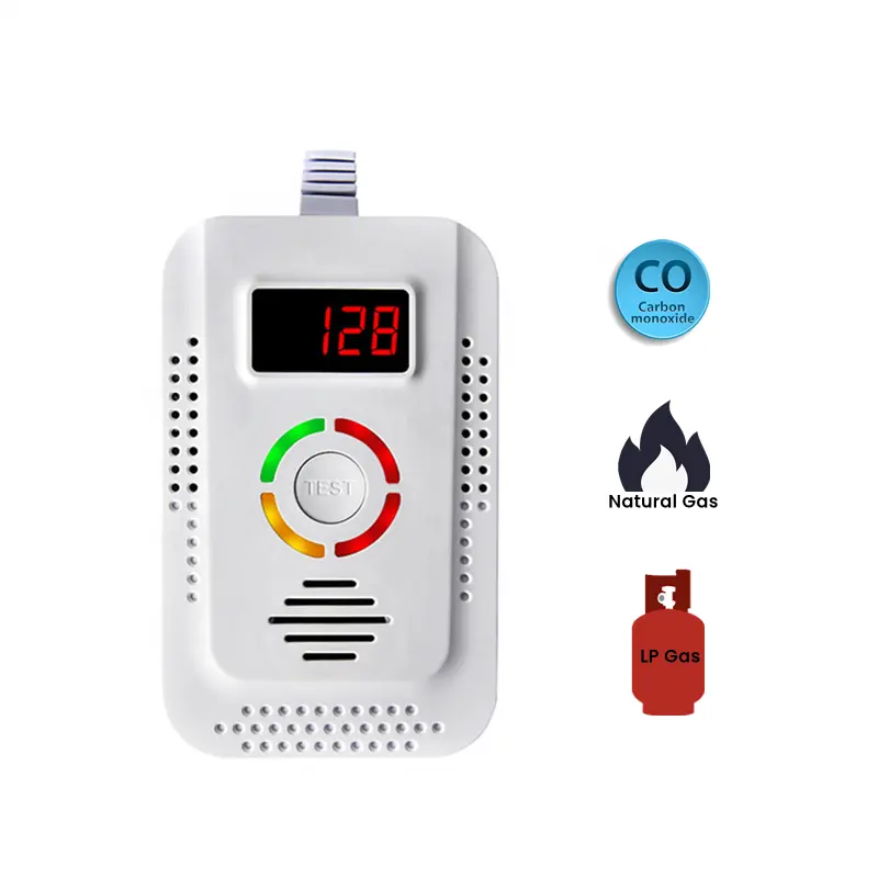 Ac Dc Vaste Multi Gaslek Detector Batterij 9V Lpg Gas En Co 2 In 1 Gas Detector Alarm werken Met Magneetventiel