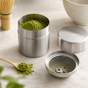 Recipiente <span class=keywords><strong>de</strong></span> Acero Inoxidable <span class=keywords><strong>de</strong></span> 300 ml para Tamizar Matcha, Recipiente <span class=keywords><strong>de</strong></span> Almacenamiento <span class=keywords><strong>de</strong></span> Té en Polvo <span class=keywords><strong>de</strong></span> Malla Fina con Anillos Agitadores - Product Image 5