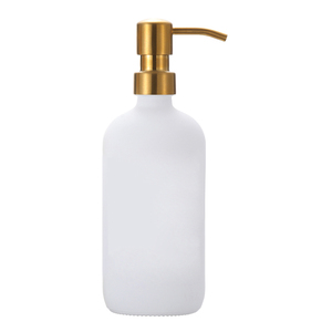 Wholesale Custom Refillable 500ML White <strong>Glass</strong> <strong>Soap</strong> Bottle <strong>Dispenser</strong> with Stainless Steel Pump Head for Kitchen Bathrooms - Product Image 1