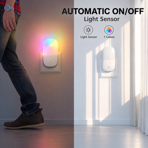 Veilleuse LED à brancher, lampe murale avec capteur de lumière, du crépuscule à l'aube, 0,5W, colorée, économie d'énergie, pour chambre, couloir, salle de bain - Product Image 3