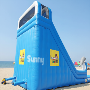 Château gonflable aquatique bleu commercial <span class=keywords><strong>avec</strong></span> toboggan aquatique et <span class=keywords><strong>piscine</strong></span> pour fêtes en plein air, location de spectacles - Product Image 1