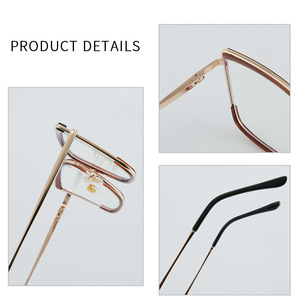 Monturas de Gafas Unisex Cuadradas TR90 de Marco Completo con Lentes de Resina Anti-Luz Azul, Diseño Ojo de Gato Bicolor y Patillas con Resorte - Product Image 1