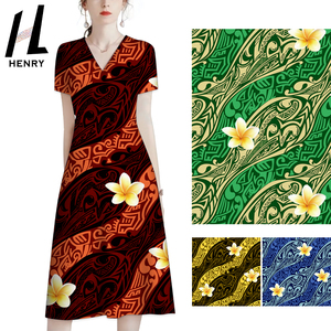 Vải Henry 100% Rayon, họa tiết Hawaii cổ điển, phong cách bộ lạc Polynesia, mềm mại & thoáng khí, chất liệu may mặc - Product Image 4