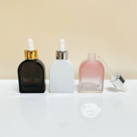 Bouteilles compte-gouttes en verre écologiques personnalisées 15/30 ml, carrées et plates, à fond épais, givrées mates pour cosmétiques