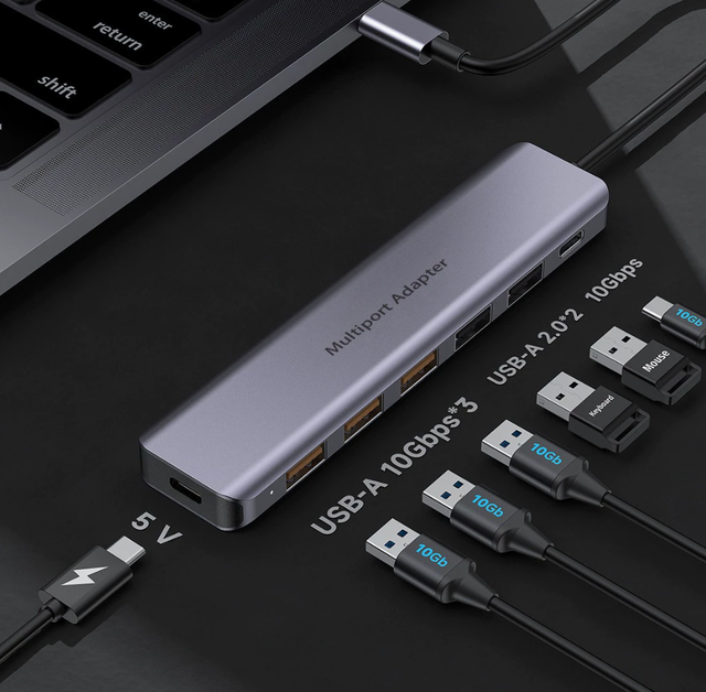 USB-C 6-in-1 Hub, 10G USB 3.2 HUB, Multi-Port Hub/Splitter, Cross-border Factory Direct Sales